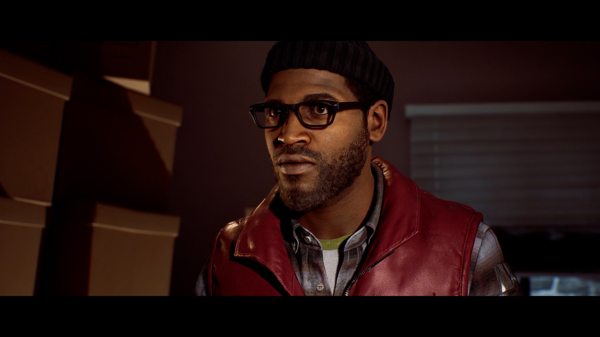 Simon Ordell indoors in low warm light, moments before violence, in SILENT HILL: Townfall